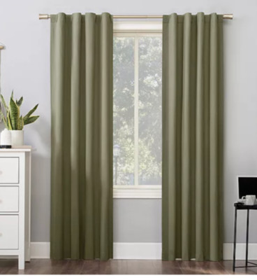 Sun Zero Cyrus Thermal Energy Saving Blackout Rod Pocket Olive Green 40 x 84-image
