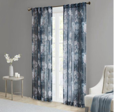 Madison Park Fleur Floral Rod Pocket and Back Tab Voile Sheer 50in x 84in-image