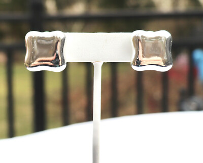 ANGELA CUMMINGS STUDIO FOR CLINIQUE RHODIUM PLATED CLIP ON EARRINGS-image