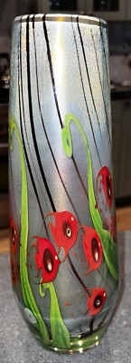 Lundberg Studios Art Glass 10”encasement Vase Paperweight Style Angel Fish  1977-image