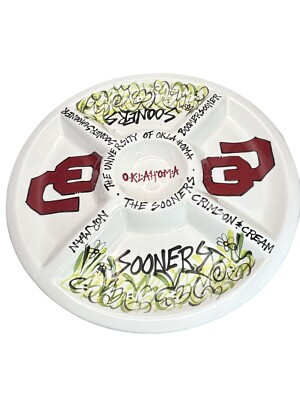 University of Oklahoma Chip and Dip Veggie Platter Ceramic Large Party Game Day-image