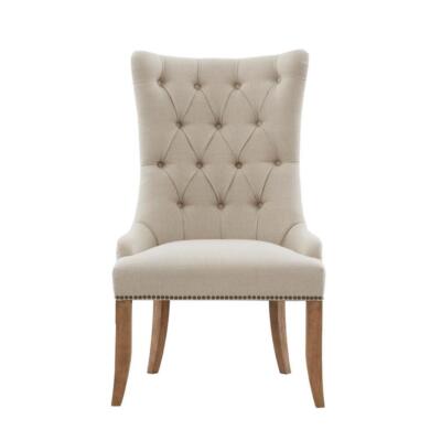 Madison Park Accent Chair Button-Tufted Back Nailhead Trim Upholstered Cream-image