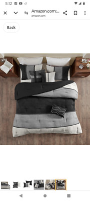 Madison Park Palisades Comforter Set/King/Black, Gray & White/#6 Pcs.-image
