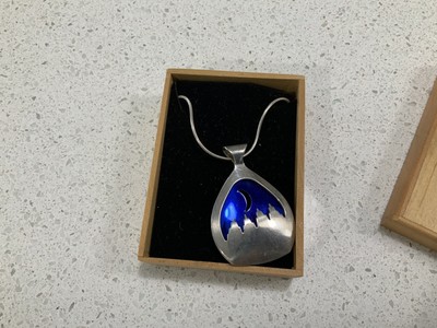 S.R. Gold Studio 925 Sterling Silver Blue Enamel Moon Pendant Necklace￼-image