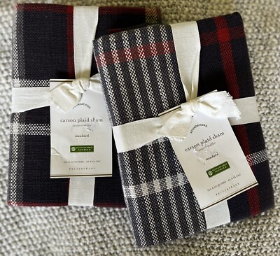 Pottery Barn CARSON PLAID SHAMS ~Set of 2~ New-image