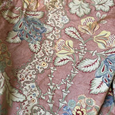 Pottery Barn Bamboo Palampore Florals Duvet Cover Mauve Queen 2 Std Shams Rare🦩-image