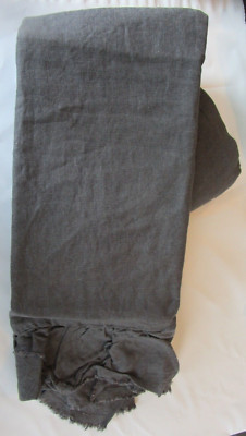 1 Pottery Barn Belgian Flax Linen Sham king ruffle frayed edge charcoal New-image