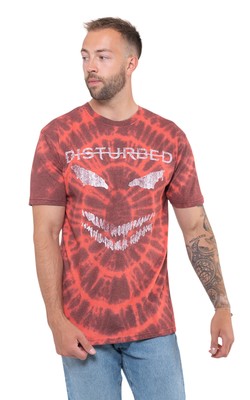 Disturbed T Shirt Scary Face Band Logo new Official Unisex Dip Dye Red Unisex-image