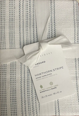 1 Pottery Barn Hawthorn Striped Cotton Standard Pillow Sham Blue 26