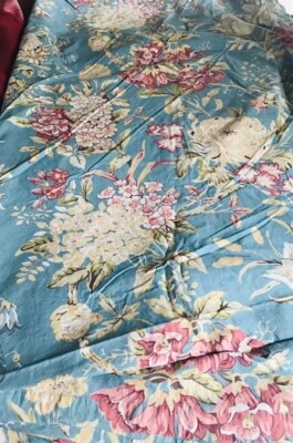 Pottery Barn Mia Floral Duvet Cover Blue Queen 2 Euro Shams Dahlia Chintz Rare🦩-image
