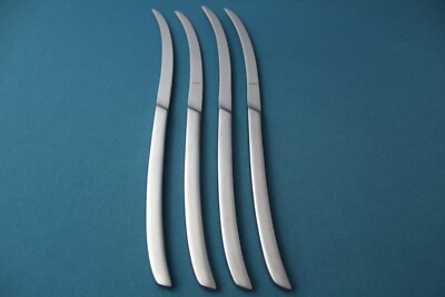 4 Dinner Knives Solid Pottery Barn WILLOW PBN38 Stainless Modern 9 1/8