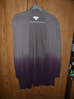 BELLE by KIM GRAVEL MINK/PLUM DIP-DYE CARDIGAN LARGE     14-16     NEW-image