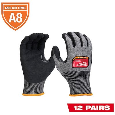Milwaukee Tool 48-73-7023B Cut Protection Dipped Gloves, A8 Cut Level, 18 Ga,-image