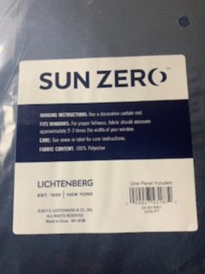 2  Navy Blue Lichtenberg Sun Zero Room Darkening Rod Pocket Curtain Panels-image