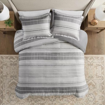 3pc King/California King Toby Striped Duvet Cover Set Gray - Madison Park-image