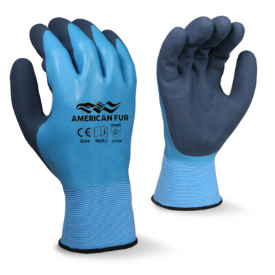 American Fur Fully Coated 3 Double Dip Waterproof Latex Grip Breathable Gloves-image