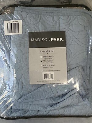 Madison Park Coverlet Set Full / Queen F/Q blue 3 pc new #43882-image