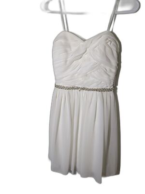 NWT City Studio Womens White Mini Strapless Cocktail Dress Juniors 3-image