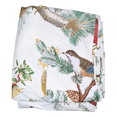 Pottery Barn Winter Fauna Duvet Cover Full Queen Cardinal Birds Cotton-image