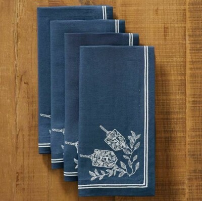 Pottery Barn Hanukkah Celebration Napkins - Set of 4 - Retail $48 NEW Free Ship-image