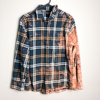 Eddie Bauer Dip Dye Tie Dye Plaid Button Down Flannel Lage-image