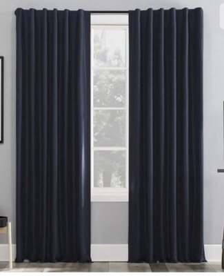 Sun Zero Set  Of 2 Faux Silk Extreme 100% Blackout Back Tab Curtain Panels-image