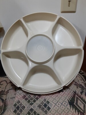 VTG TUPPERWARE DIP TRAY SNACK PARTY HOLIDAY VEGGY TRAY & LID  1666-3-image