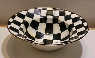 HTF MacKenzie-Childs Courtly Check Large/Deep Snack Dip Bowl EUC!-image