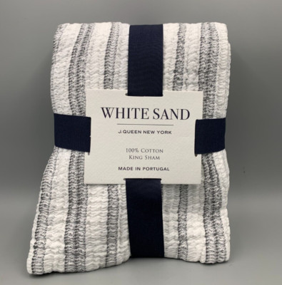 Pottery Barn Manon Striped Cotton Sham White King #4827J-image