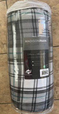 MADISON PARK DOWN ALTERNATIVE COMFORTER SET FULL/QUEEN PLAID NEW FREE SHIPPING-image