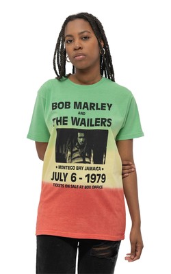 Bob Marley T Shirt Montego Bay Concert Flyer new Official Unisex Dip Dye Green-image