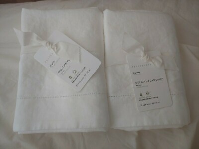 pottery barn BELGIAN FLAX LINEN 2 euro sham original $149 white new-image