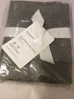 Pottery Barn Belgian Flax Linen Double Flange Standard Sham NWT Green-image