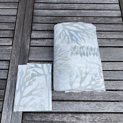 Pottery Barn Neutral Coral Duvet Cover Full/Queen+(1) King Sham Multicolor NWOT-image