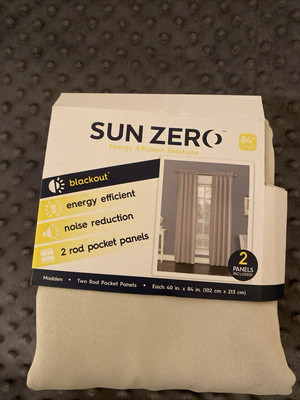 New Sun Zero Madden Beige/off White Blackout Energy Efficient Curtain (2 Panels)-image