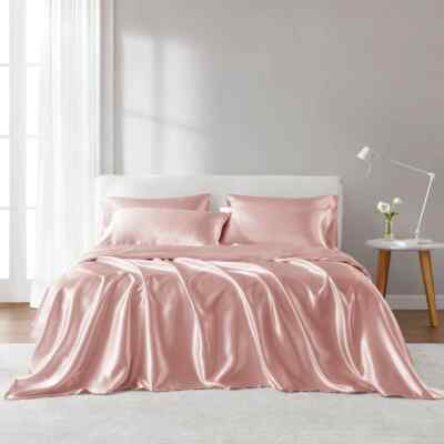 Madison Park Essentials Satin Sheet Set Luxury and Silky with Natural Sheen,-image