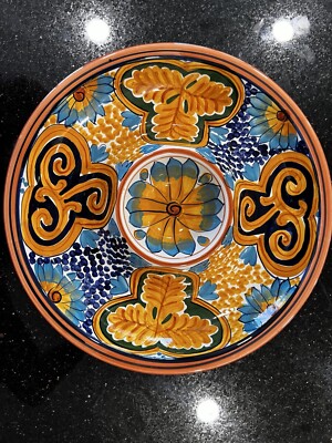 World Bazaar Inc Chip & Dip Plate Serving Dish Ethnic Ceramic Large 13”-image