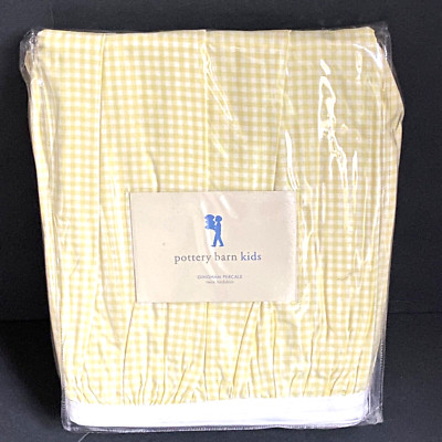 Pottery Barn Kids PBK Bed Skirt Gingham Check Dust Ruffle TWIN Yellow Bright NEW-image