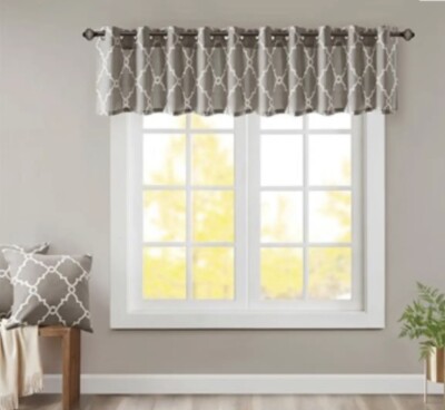 Madison Park Fretwork Print Grommet Top Window Valance 50”x13”-image