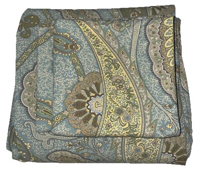 Pottery Barn McKenna Blue Paisley Duvet Cover  Queen /DBL 2 Euro Shams 25” Italy-image