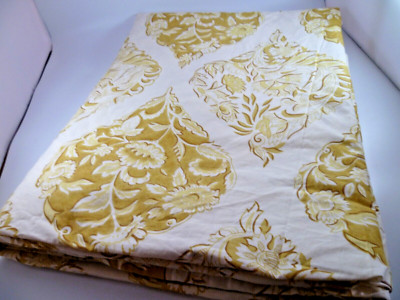 POTTERY BARN  TWIN  DUVET COVER ISABELLE MEDIALION FLORAL CREAM YELLOW GOLD-image