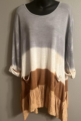 Dip Dyed Tunic Made In Italy Soft Stretchy One Of A Kind Size M/L-image