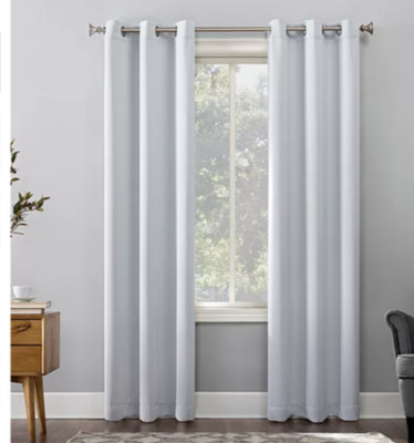 Sun Zero Evan Blackout Grommet Top Single Curtain Panel Light Gray 40in x 63in-image