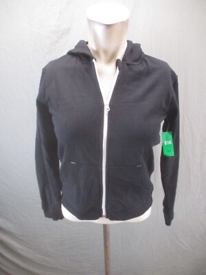 NWT DIP Size L (12-14) Boys BLK Cotton Blend Full Zip Pocket Athletic Jacket 076-image