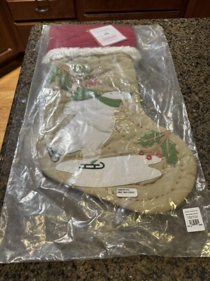 Pottery Barn Kids Woodland Stocking - Skating Polar Bear - NWT-image