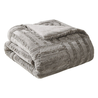 Madison Park Arctic Ultra Plush Down Alternative Throw | 50x60 | Grey-image