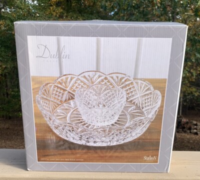 Shannon Crystal By Godinger Dublin Crystal Large Chip-n-Dip Set 12