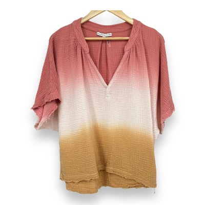 Young Fabulous & Broke Tie Dye Dipped Oversized Blouse Women's M/L Pink Orange-image