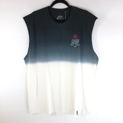 RawGear Bradley Martyn Mens Dip Dye Muscle Tank Crew Neck Sleeveless Black XL-image
