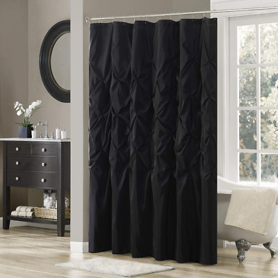 Madison Park Laurel Black Shower Curtain, Solid Transitional Shower Curtains for-image